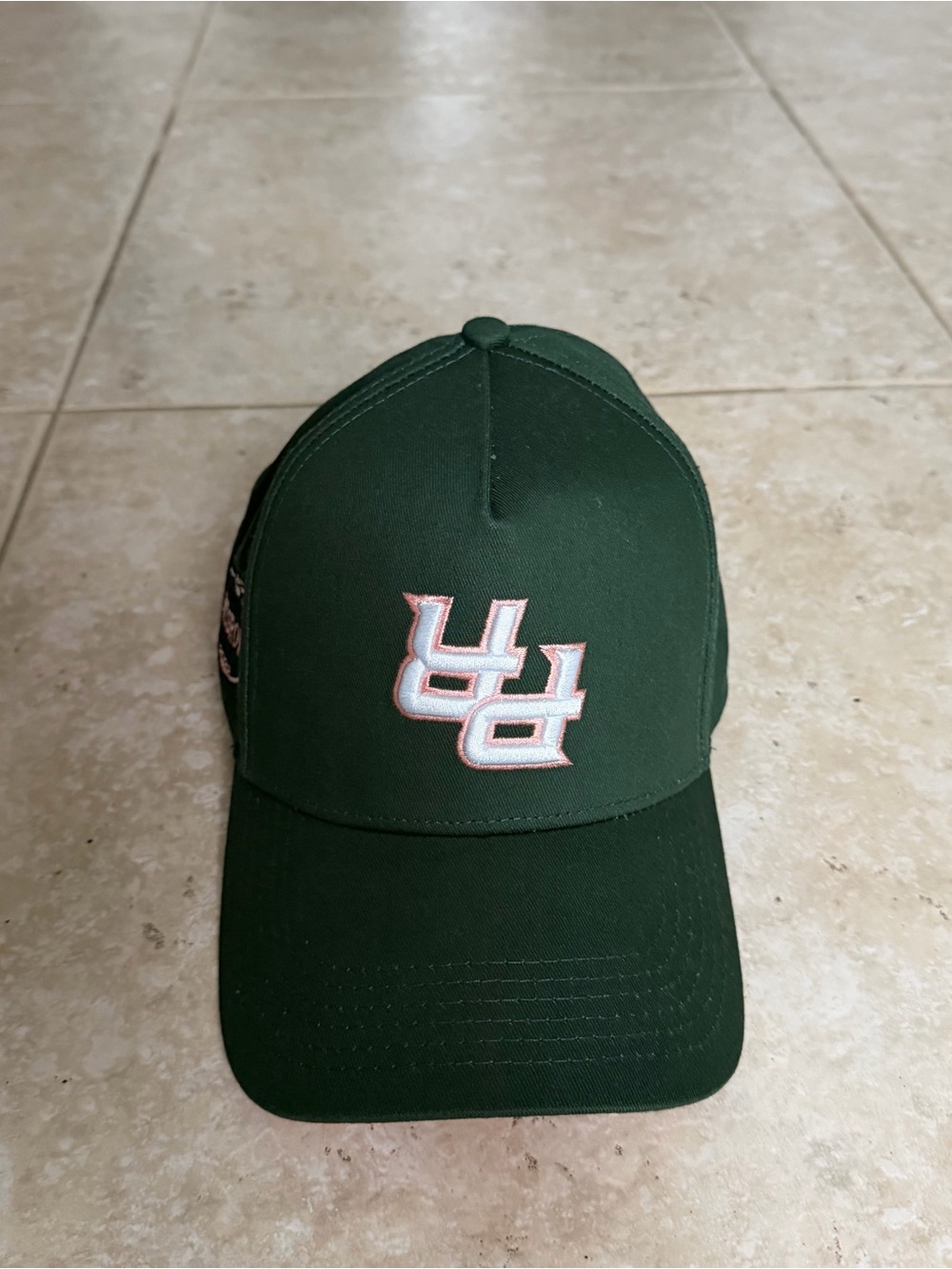 Men's Dark Green Baseball Cap with PR Embroidered Initials
